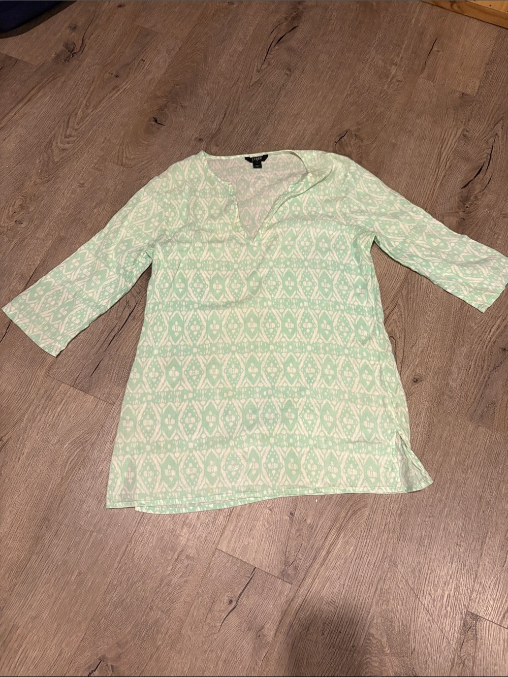 J. Crew Mint and White Patterned Tunic